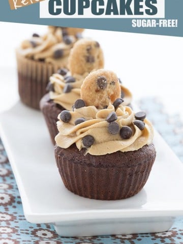 Keto Cookie Dough Cupcakes on a white plate