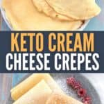 Two photo Pinterest collage for Keto Crepes