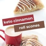 Pinterest collage for Keto Cinnamon Roll Scones