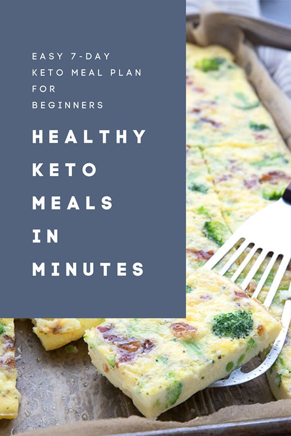 Keto meal plan image with easy sheet pan frittata