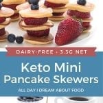 Pinterest collage for Mini Keto Pancake Skewers