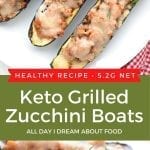 Pinterest image of keto stuffed zucchini boats
