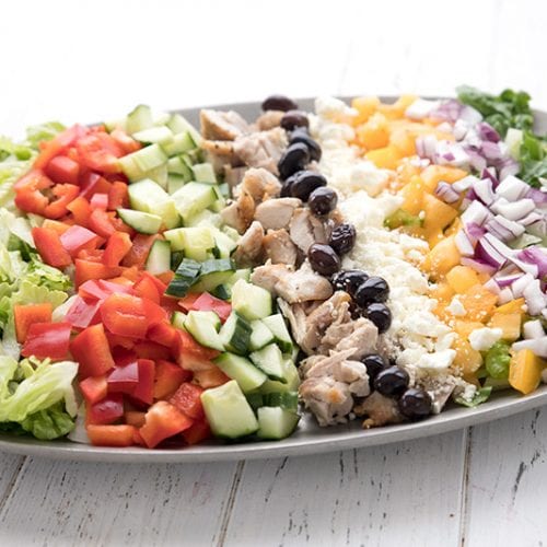 Greek Chicken Chopped Salad with Lemon Tahini Vinaigrette. - Half