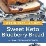 Pinterest collage for keto blueberry bread.