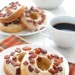 Pinterest collage for maple bacon donuts.