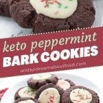 Pinterest collage for keto peppermint bark cookies