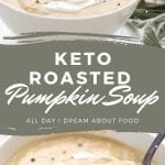 Pinterest collage for keto roasted pumpkin soup
