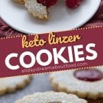 Pinterest collage for keto Linzer cookies