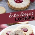 Two photo Pinterest collage for Keto Linzer Cookies.