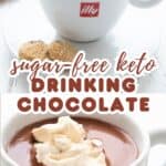 Two photo Pinterest collage for Keto Drinking Chocolate.