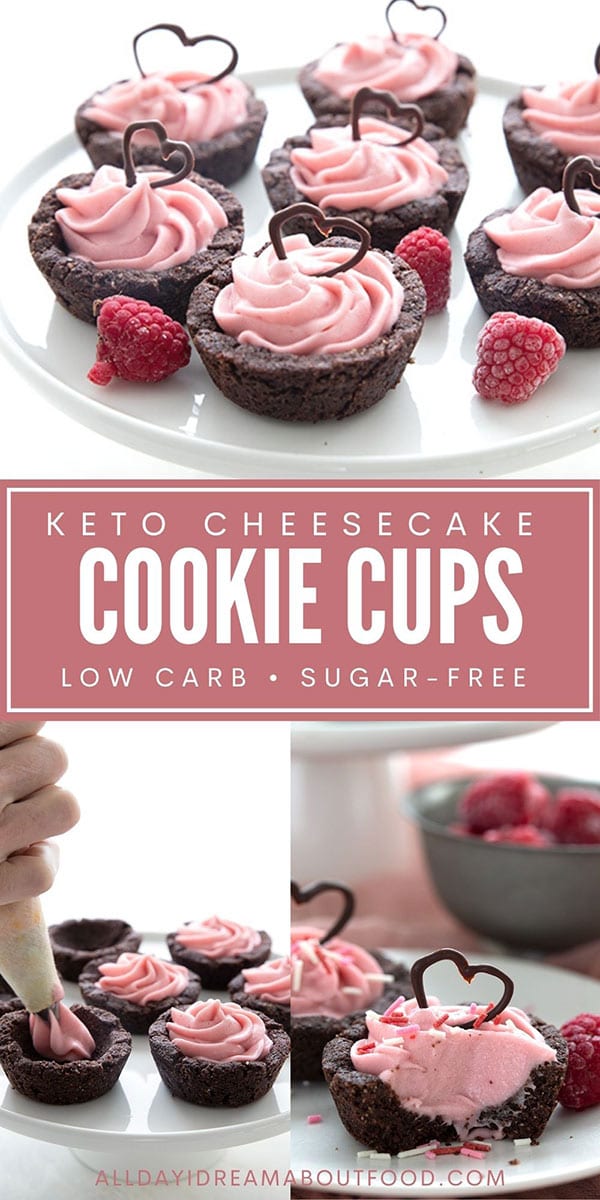 Pinterest collage for keto cheesecake cookie cups