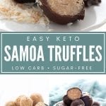 Pinterest collage for keto samoa truffles