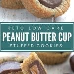 Pinterest collage for keto peanut butter cup cookies.