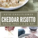 Pinterest collage for keto cauliflower risotto