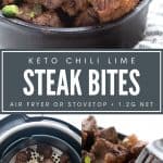 Pinterest collage for keto air fryer steak bites