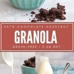 Pinterest collage for keto chocolate granola