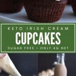 Pinterest collage for keto Irish Cream cupcakes