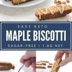Pinterest collage for Keto Maple Walnut Biscotti