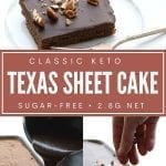 Pinterest collage for Keto Texas Sheet Cake