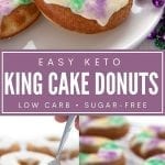 Pinterest collage for keto king cake donuts