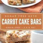 Pinterest collage for keto carrot cake bars.