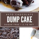 Pinterest collage for keto chocolate dump cake.