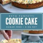 Pinterest collage for keto sugar cookie cake
