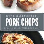 Pinterest collage for keto smothered pork chops