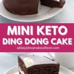 Pinterest collage for keto ding dong cake