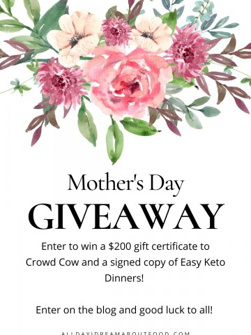 Graphic with water color flowers for Mother's Day Giveaway