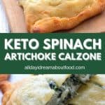 Pinterest collage for keto calzones.