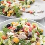 Titled Pinterest image for Chopped Greek Chicken Salad.