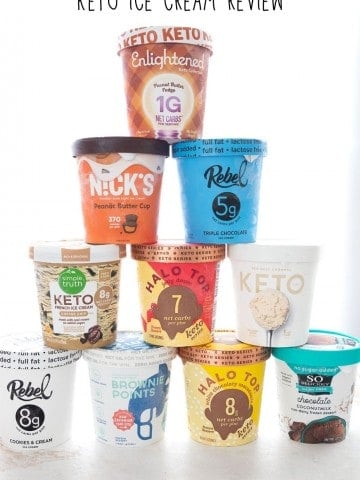 A pyramid of different keto ice cream brands.