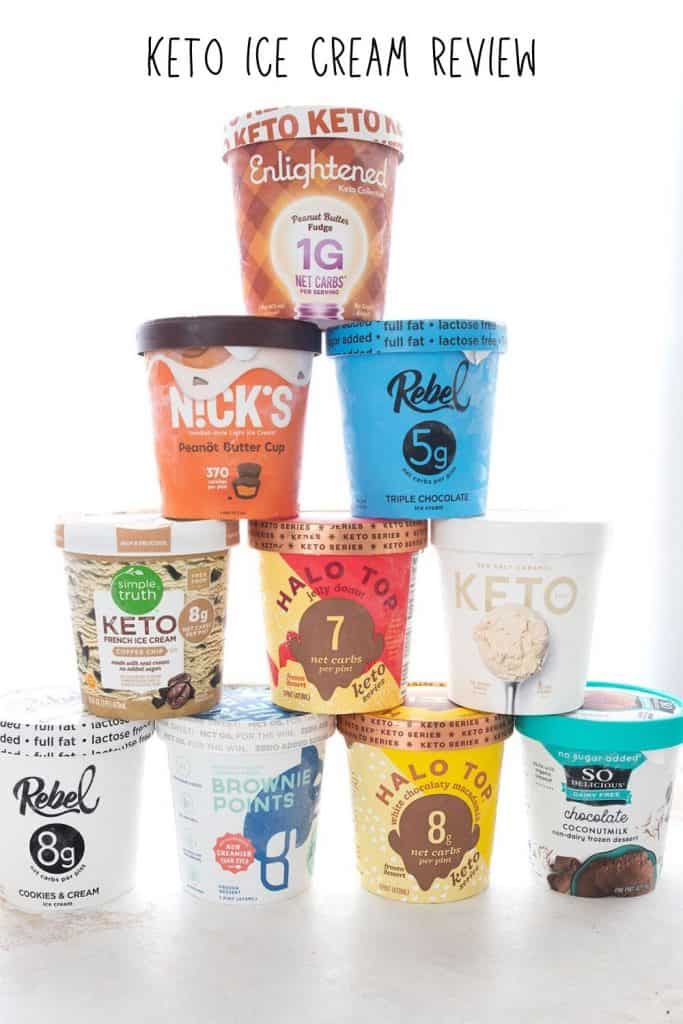 A pyramid of different keto ice cream brands.
