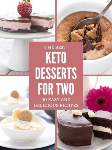 A collage of 4 easy keto desserts for two with the title in the center.