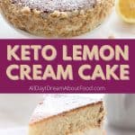 Pinterest collage for keto lemon cream cake.