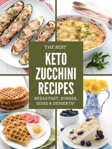 A collage of four keto zucchini recipes with the title in the center.