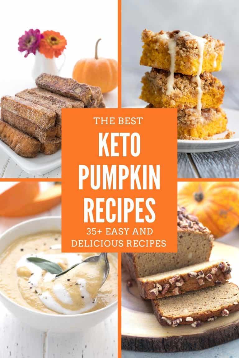 4 photo collage of keto pumpkin recipes with the title in the center.