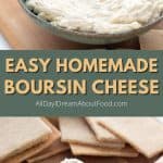 Pinteres collage for keto Boursin cheese spread.