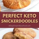 Pinterest collage for keto snickerdoodles.