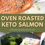 Pinterest collage for keto oven roasted salmon.