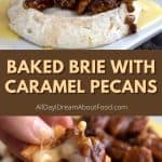 Pinterest collage for keto baked brie.
