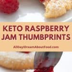 Pinterest collage for keto thumbprint cookies.
