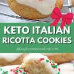 Pinterest collage for keto ricotta cookies.