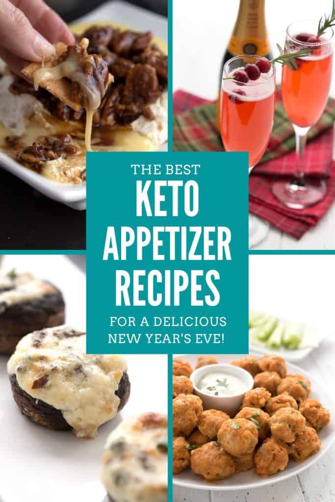 A collage of 4 keto appetizers with the title in the center. 