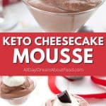 Pinterest collage for keto chocolate peppermint cheesecake mousse