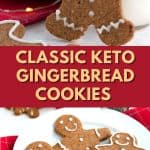 Pinterest collage for classic keto gingerbread cookies.