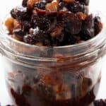 Close up shot of a jar of keto mincemeat.