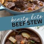 Two photo Pinterest collage for Keto Beef Stew.