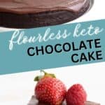 Two photo Pinterest collage for Keto Flourless Chocolate Cake